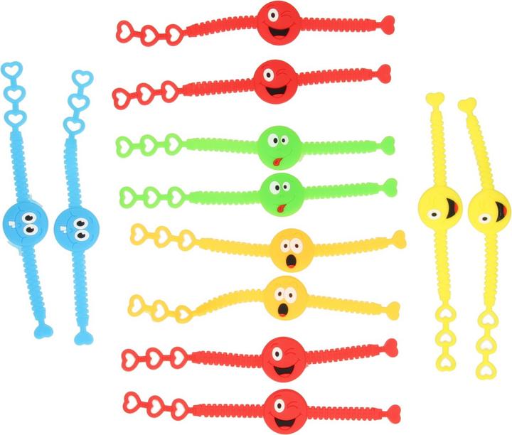 Actual product image LG-Imports Bracelet Smile Face Colour, set of 12. (19 cm, Plastic)