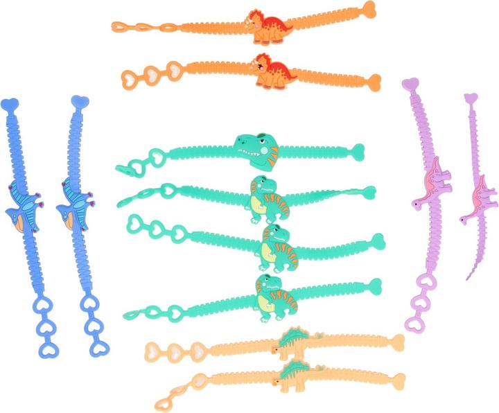 LG-Imports Armband Dinosaur Color, 12er Set. (19 cm, Kunststof)