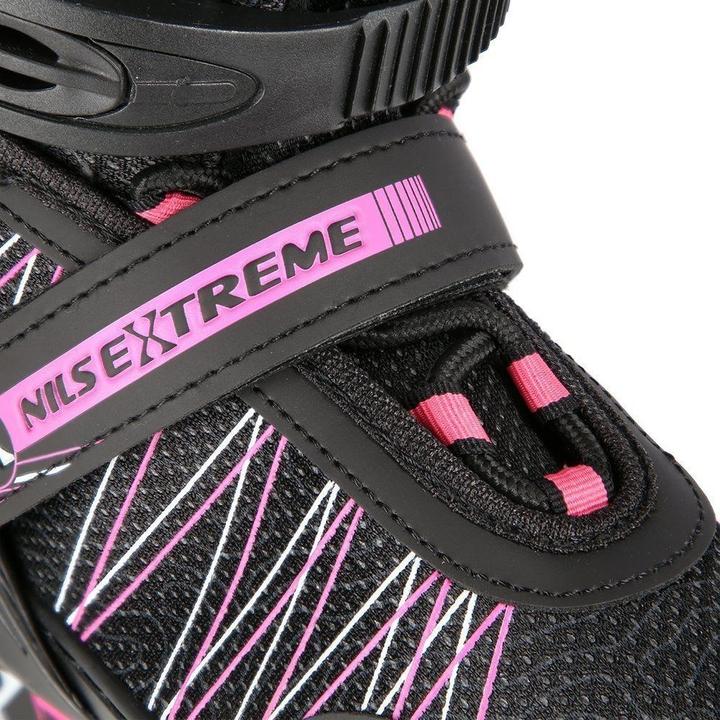 Produktbild Nils Rollschuhe/Hockeyskates Extreme NH11912 schwarz-pink - PU70 mm/82A (S 31-34) (31)
