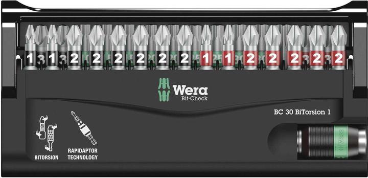 Actual product image Wera Bit-Check 30 BiTorsion 1 (PH1, PH2, PH3, PZ1, PZ2, PZ3, T10, T15, T20, T25, T30, T40)