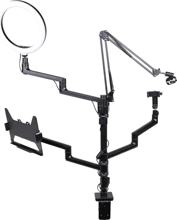Wiltec 4in1 table tripod camera tripod with table clamp ring light streaming setup (Metal)