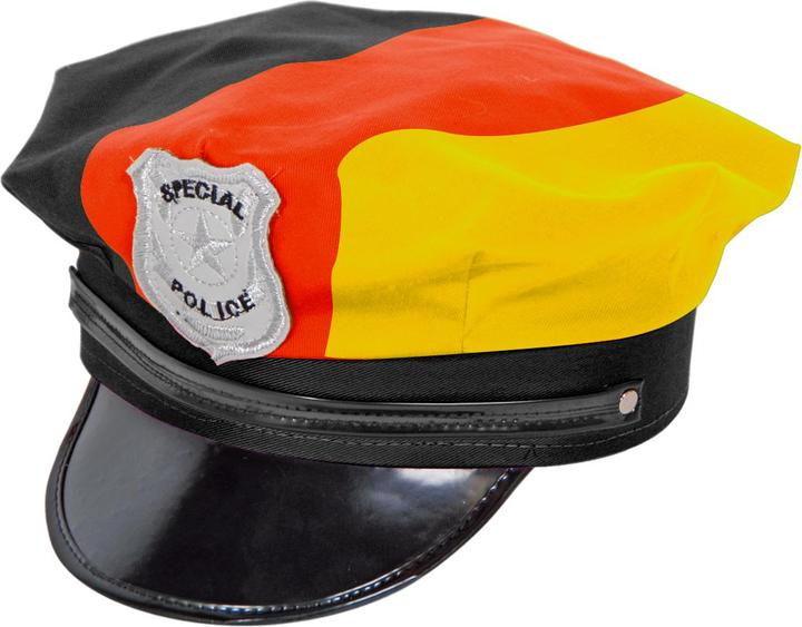 Actual product image Magni Folat 31202 - Germany police cap, with hat peak and police badge, black, red, gold, head