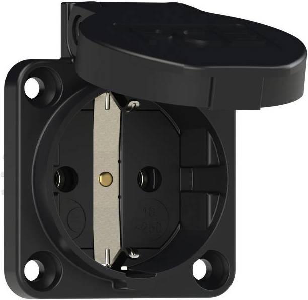Produktbild PCE CEE Schutzkontakt Anbausteckdose schwarz 16A 250V IP54 105-0s