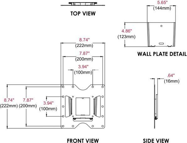 Produktbild Peerless PARAMOUNT Universal Flat Wall Mount PF632 - Befestigungskit (Wandplatte, Montage (Wand, 94", 52 kg)