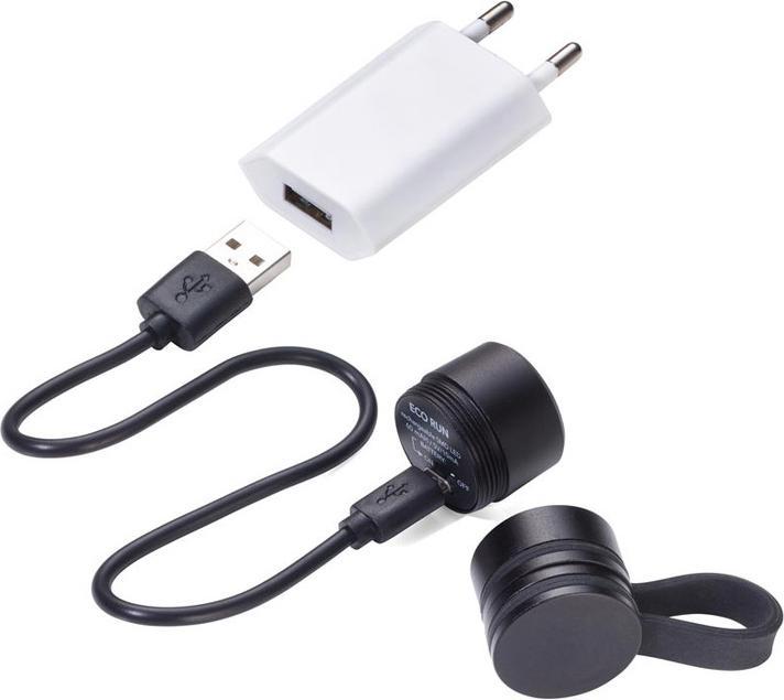 Actual product image Troika ECO RUN torch with LED light, 3 light functions, incl. charging cable, black (3.60 cm)