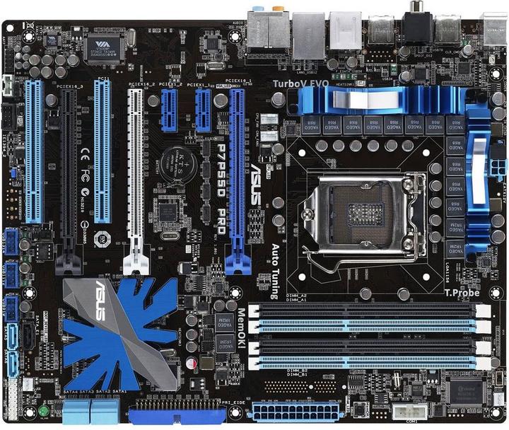 Actual product image ASUS P7P55D PRO, Intel P55, LGA1156, SLI, CFX (ATX)