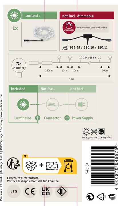 Image du produit Paulmann Chaîne lumineuse Plug & Shine à l'extérieur (7.50 m)