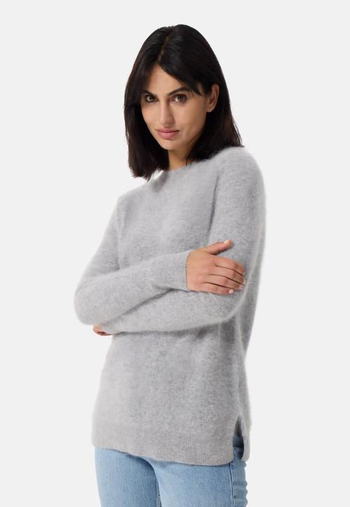 Produktbild Cash-Mere Brushed Kaschmir Rundhals Pullover mit Seitenschlitzen (M)