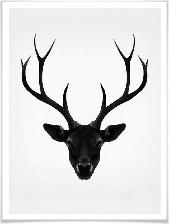 Actual product image Trenddeko The Black Deer - Black Deer (24 x 30 cm)