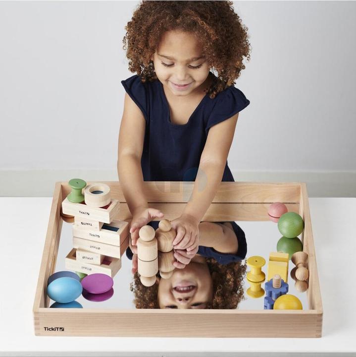 Actual product image TickiT Wooden tray box with mirror base (French, German, English, Italian)