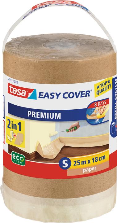 tesa EASY COVER Malerfolie UNIVERSAL, aus Papier, Refill Nachfüllrolle (180 mm)