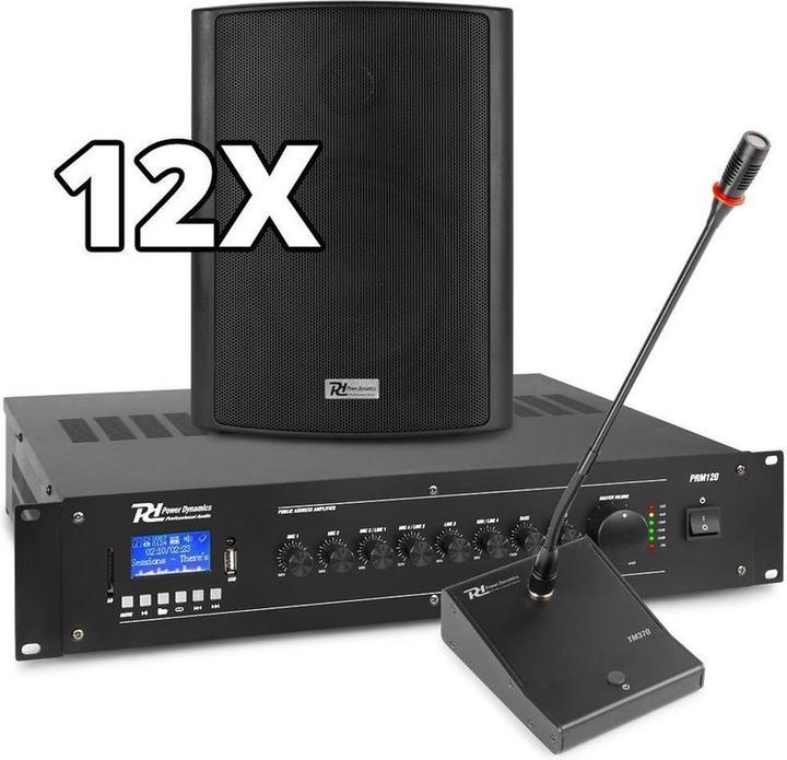 Power Dinamica completa 100V muziekinstallatie / omroepinstallatie met 12 altoparlanti, 120W Bluetooth (Attivo)