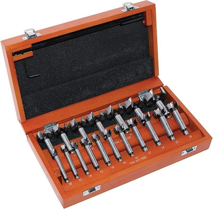 Produktbild technocraft Astlochbohrer-Satz, 20-tlg (10 mm, 12 mm, 14 mm, 15 mm, 16 mm, 18 mm, 20 mm, 22 mm, 24 mm, 25 mm, 26 mm, 30 mm, 32 mm, 35 mm, 38 mm, 40 mm, 45 mm, 50 mm)