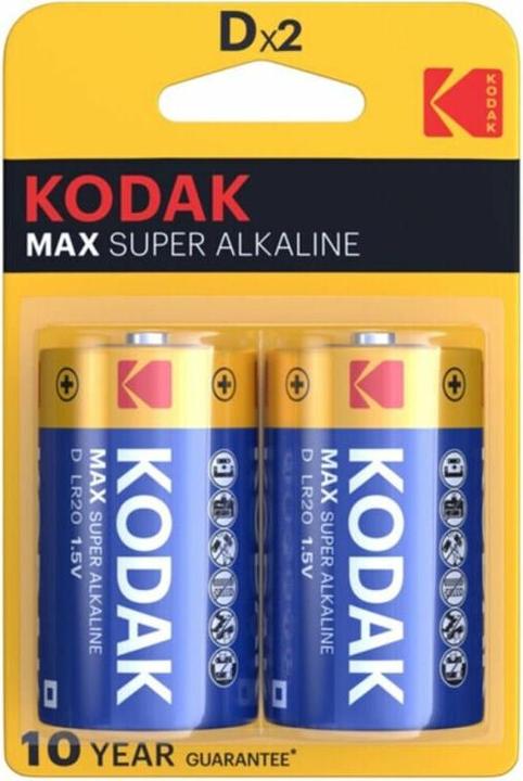 Kodak Max Batterie Alcaline D Lr20 2 Unité (2 pcs, D)