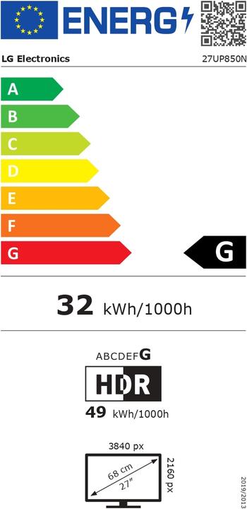 Energie-Label LG 27UP850N-W (3840 x 2160 Pixel, 27")