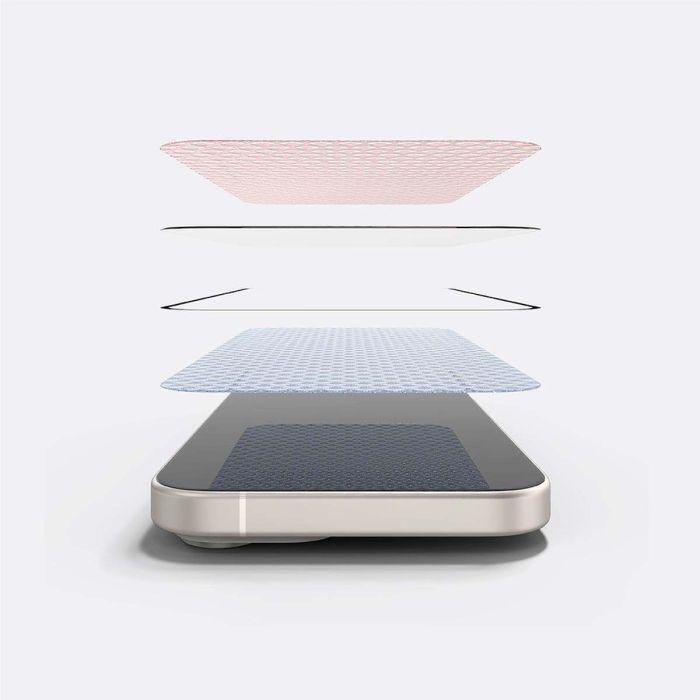 Image du produit Ringke iPhone 15 Screen Protector Premium Tempered Glass 9H with installation jig Transparent (1 pièce(s), Apple iPhone 15, Apple iPhone 16)