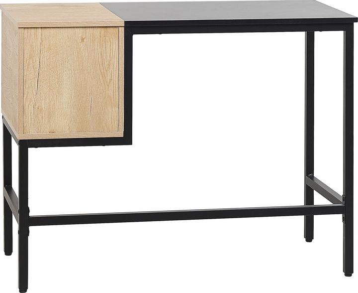 Produktbild Beliani Schreibtisch schwarz / heller Holzfarbton 100 x 48 cm 2 Schubladen HARPER (100 x 48 cm)