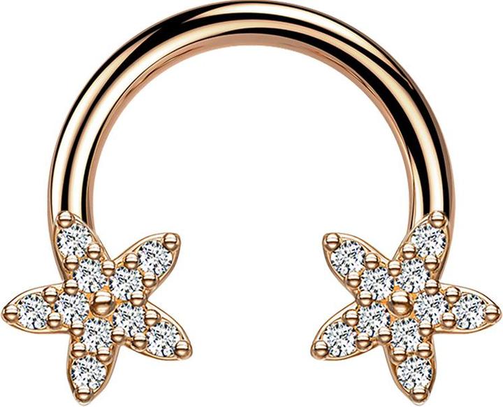 Produktbild Star Piercing Micro Circular Barbell rosegold Kristallstern silber (Chirurgenstahl 316L, Messing)