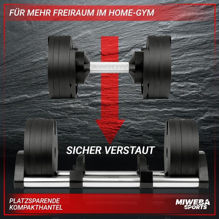 Produktbild Miweba Sports verstellbare Kurzhantel VH200 2-32 kg Hantel Krafttraining Fitness (28 kg)