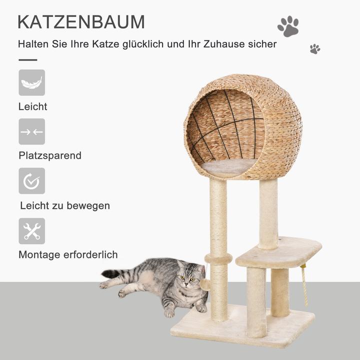 Immagine prodotto PawHut Albero per gatti con grotta (100 cm, Beige)