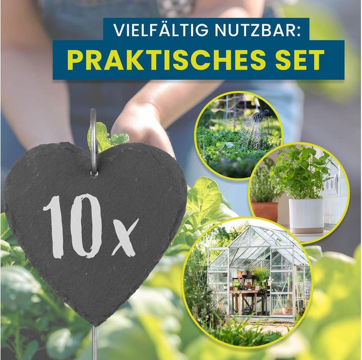 Image du produit Hoberg Pflanzschilder Set Schiefer Herz, 10 Stück, Zubehörtyp (40 cm, 10 cm)