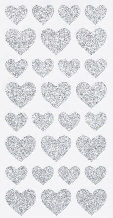 Produktbild Hobby Fun Glitzersticker Herzen silber