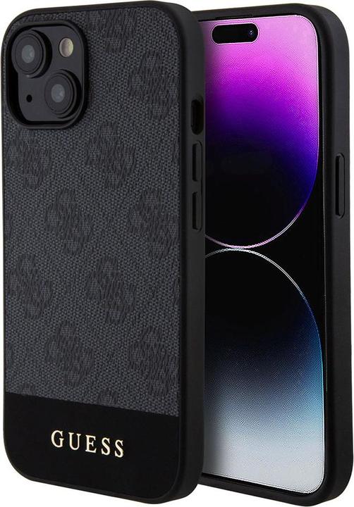 Productafbeelding Guess PU 4G Stripe hoesje voor Apple iPhone 15 - grijs (Apple iPhone 15)