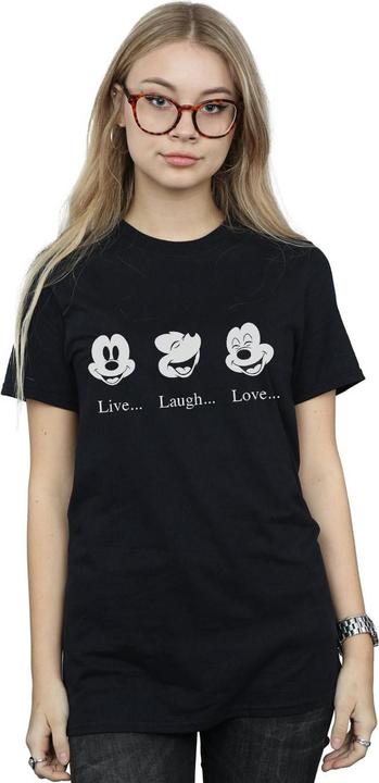 Actual product image Disney Womens/Ladies Mickey Mouse Live Love Laugh Cotton Boyfriend T-Shirt (XXL)