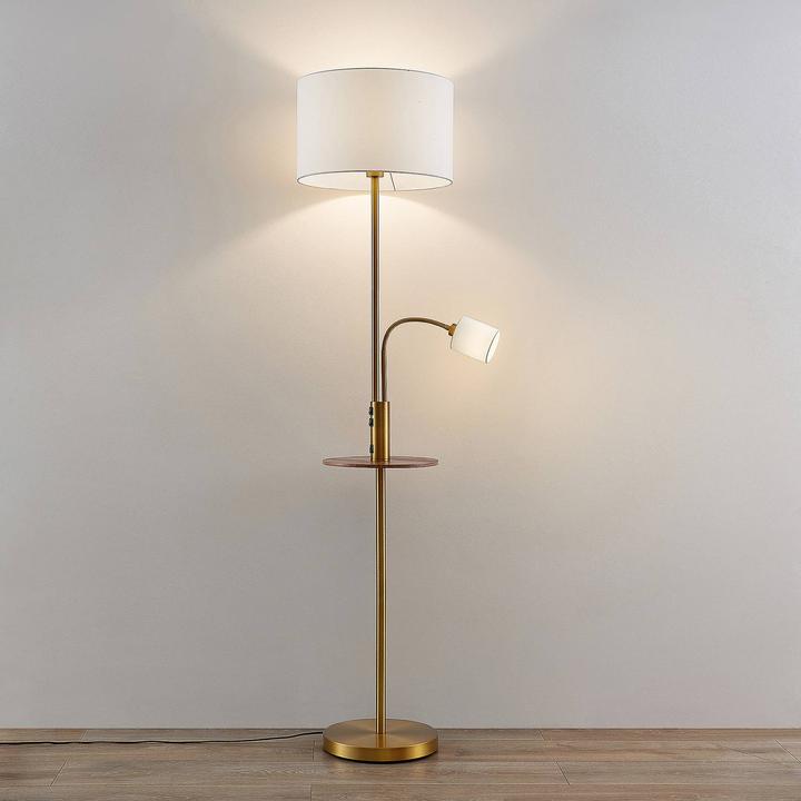 Actual product image Lindby Aovan floor lamp with shelf and USB, bronze (E27)