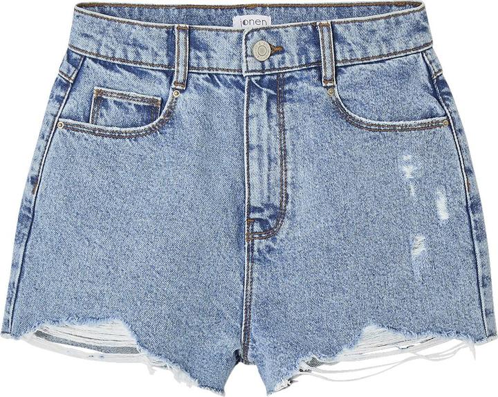 Jonen Mädchen Jeans-Shorts mit Used-Effekt (128)