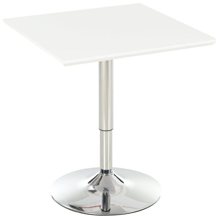 Immagine prodotto Swisshandel24 Tavolo alto, regolabile in altezza, quadrato, acciaio bianco 60 x 60 x 71-92 cm