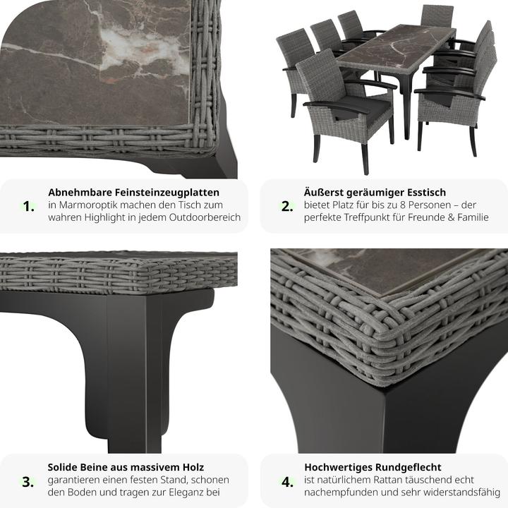 Produktbild tectake Rattan Tisch Foggia 196x87x76cm (196 cm)
