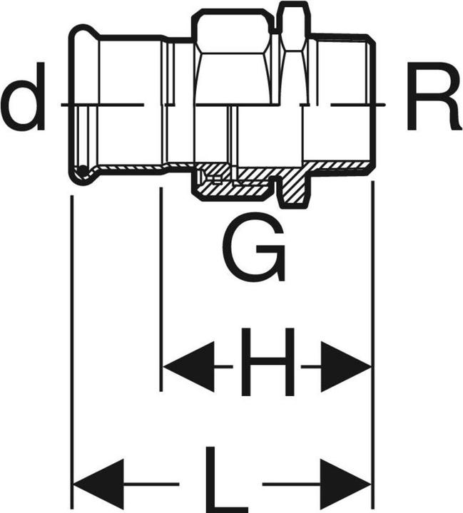 Produktbild Geberit Mapress Edelstahl Übergangsverschraubung mit Aussengewinde d22-R3/4"