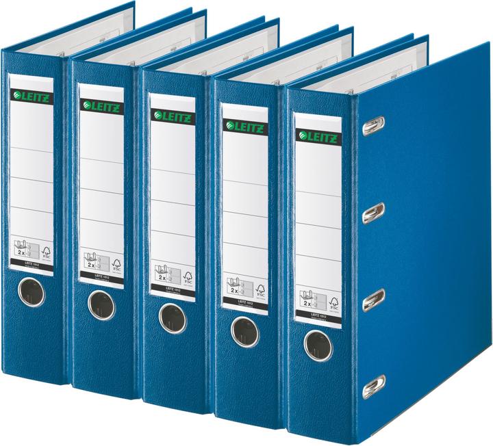 Produktbild Leitz Plastik-Doppelordner fr 2 x A5 quer, 75 mm, blau (A5, 75 mm, 5 Stück)