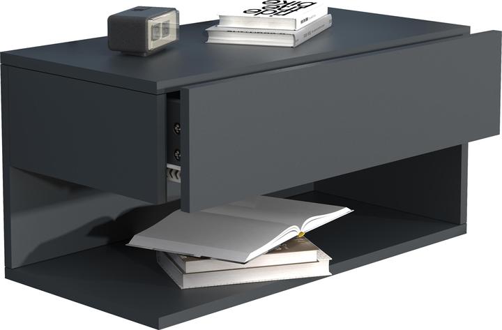 Immagine prodotto VCM Comodino con cassetto a muro in legno Comodino con cassetto a muro Consolle da letto Usal XL 60 cm (60 x 32 x 32 cm)
