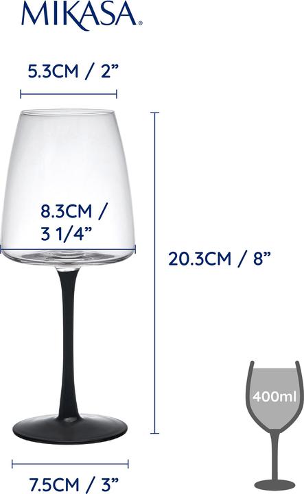 Produktbild Mikasa Palermo Crystal White Wine Glasses, Set of 4, 400ml (40 cl, 4 Gläser, Weissweingläser)