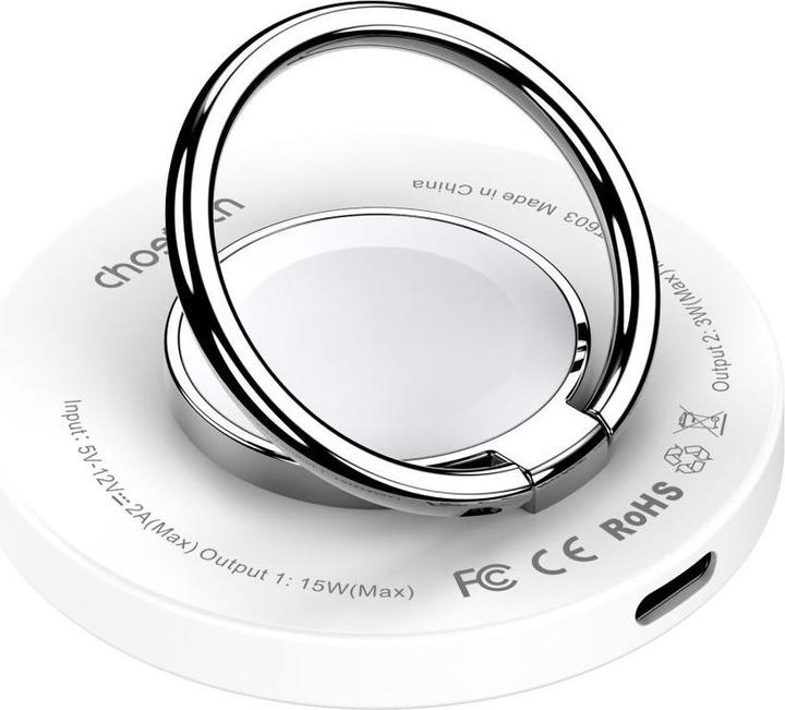 Choetech Bezprzewodowa ładowarka indukcyjna 2w1 T603-F, uchwyt (biała) (15 W)