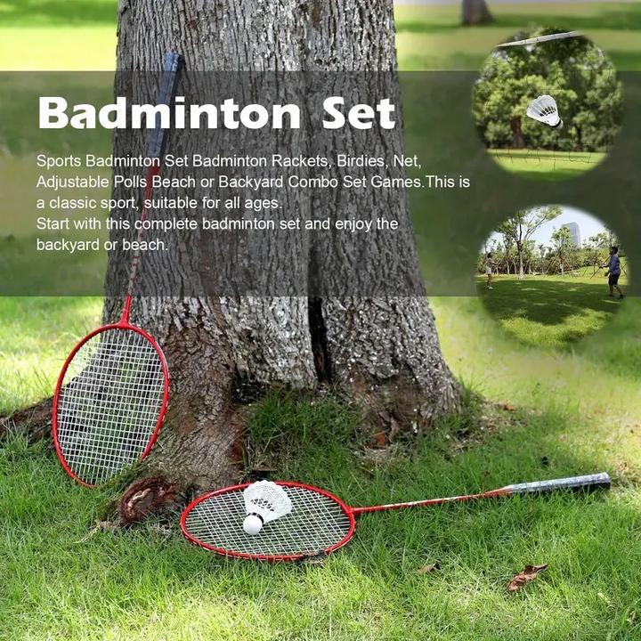 Image du produit Splash & Fun Kit de badminton avec filet et volants en plumes