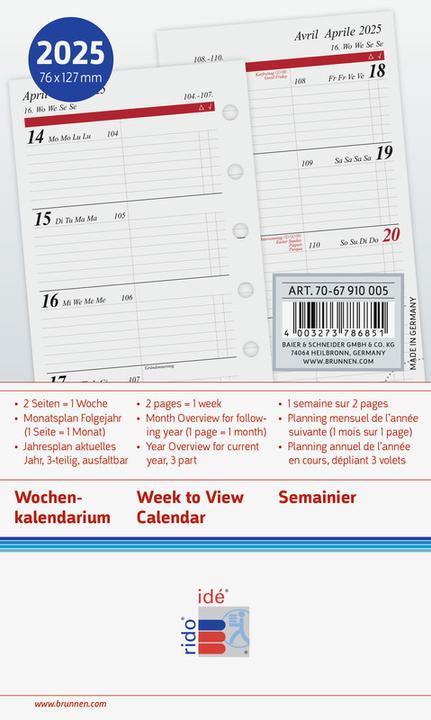 Produktbild Idé TIMING Jahresinhalt (7.5 x 13 cm, Englisch, Italienisch, Französisch, Deutsch)