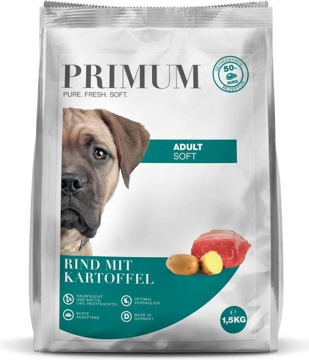 Produktbild PRIMUM Halbfeuchtfutter Adult Rind mit Kartoffel 1.5 kg (Adult, 1 Stk., 1531 g)