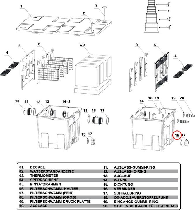 Produktbild SunSun CBF-350B Ersatzteil Dichtung Bio Teichfilter Anschluss Teich Filter