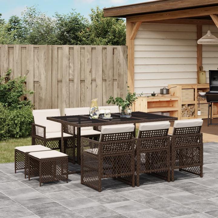 Actual product image VidaXL Garden furniture dining set garden set seating group 11-piece brown poly rattan (165 cm)