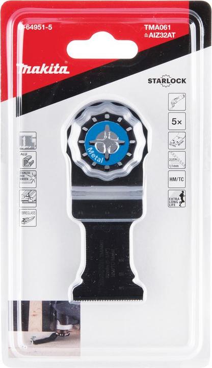 Produktbild Makita B-64951-5 MULTITOOL Tauchsägeblatt 32 mm TMA061 HM, STARLOCK, Metalas, 5Vnt (32 Millimeter)