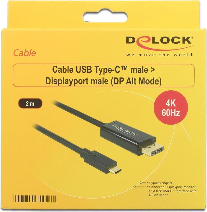Produktbild Delock USB Typ C — DisplayPort (2 m, DisplayPort, USB Typ C)