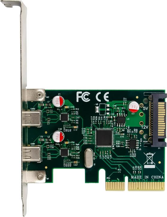 Actual product image InLine Interface card, PCIe x4, USB 3.2 Gen.2, 2x USB-C