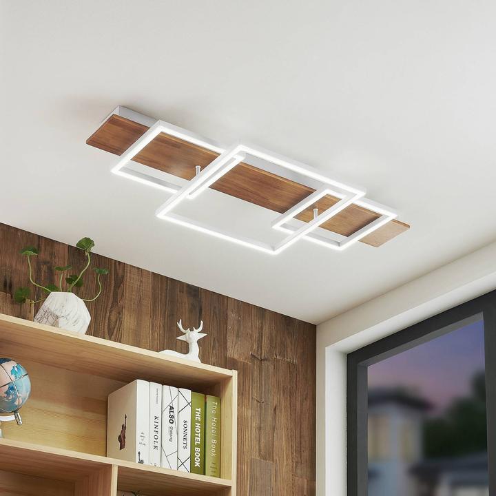 Produktbild Lucande Chariska LED-Deckenlampe Holz weiss 95 cm (740 lm)