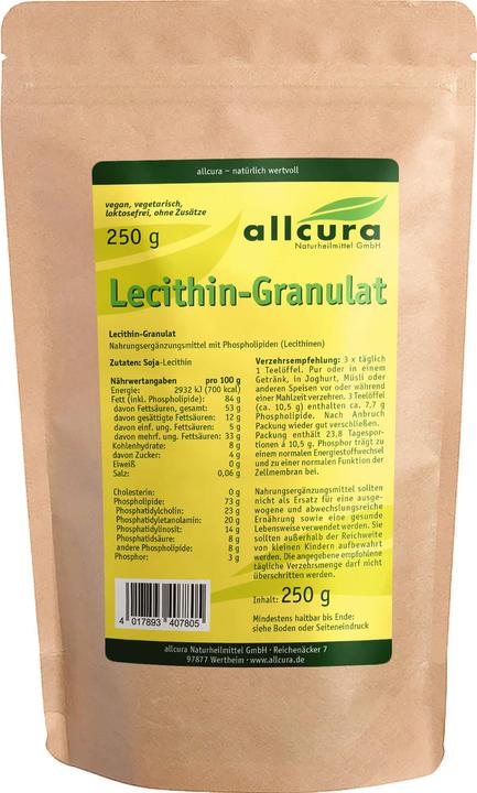 Nährwerte und Zutaten Allcura Lecithin-Granulat, 250 g Pulver (1 Stück, Pulver, 250 g)