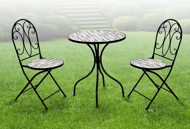 Produktbild Mojawo 3tlg. Mosaik Sitzgruppe Gartengarnitur Bistroset Ø60cm Steinoptik