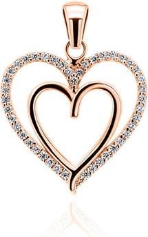 Brilio Silver - Charming bronze heart pendant with zircons PT13R