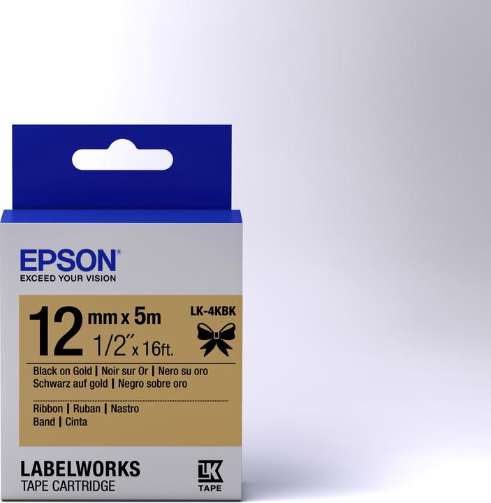 Actual product image Epson Label Cassette Lk-4kbk (1.20 cm, Gold)